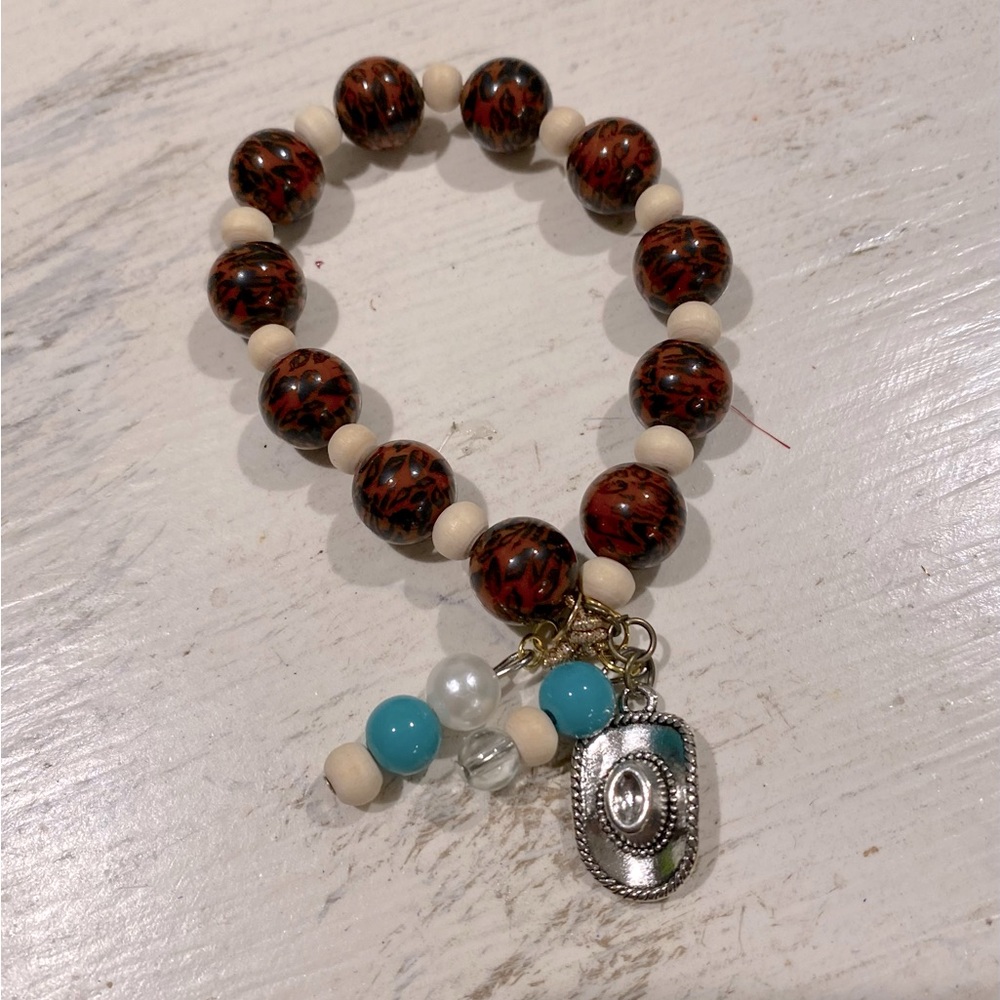 Brown glass bead bracelet